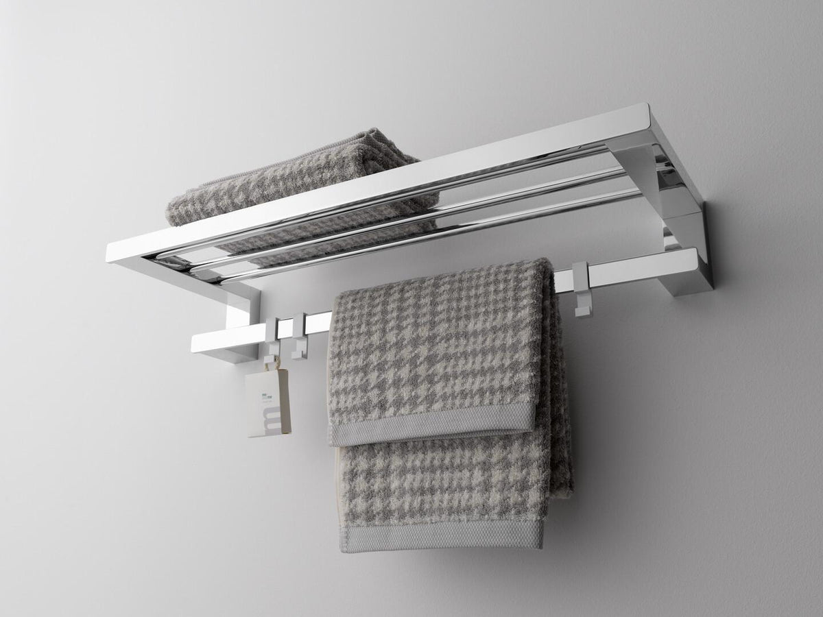 EMCO Bad Handtuchablage LOFT mit Badetuchhalter 600 mm, 3 abnehmbare Haken, Chrom