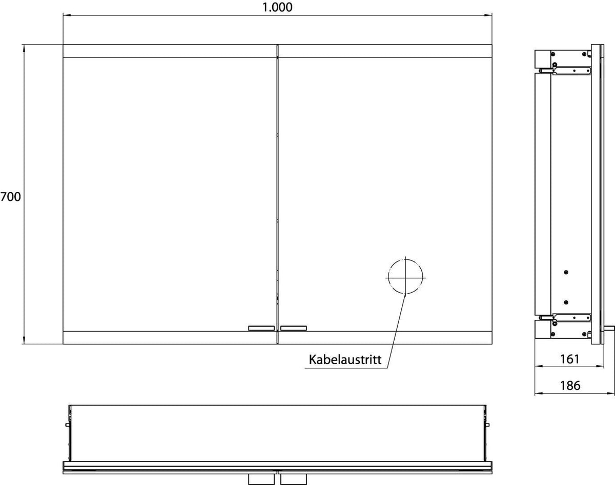 EMCO evo LED-Lichtspiegelschrank 1000 mm, 2 Türen, Unterputz, Aluminium, mit emco light system