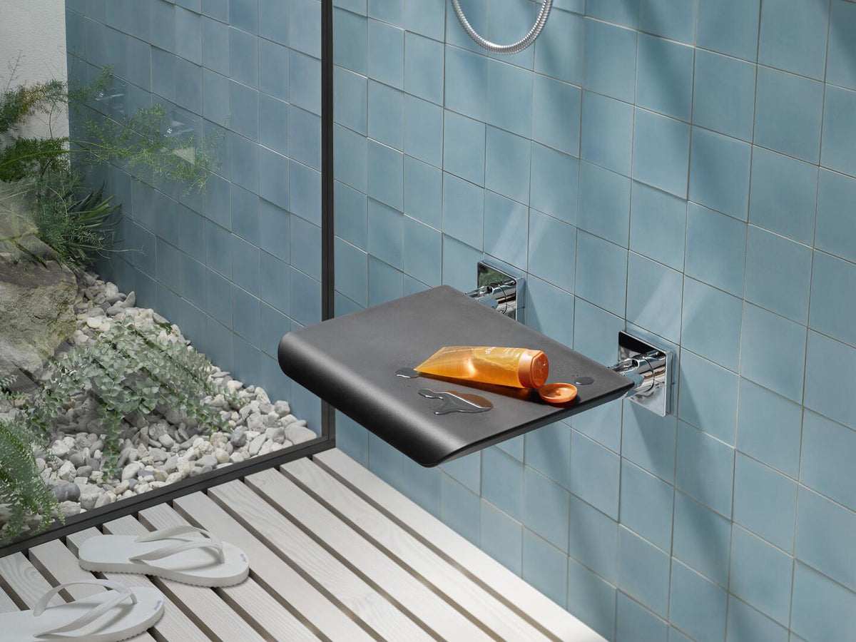 EMCO Wandklappsitz system 2 21202 mit Kunststoffsitzfläche schwarz/chrom