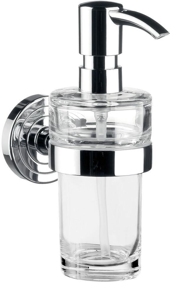 EMCO Flüssigseifenspender POLO Kristallglas klar mit Dosierpumpe chrom – 130 ml Wandmontage