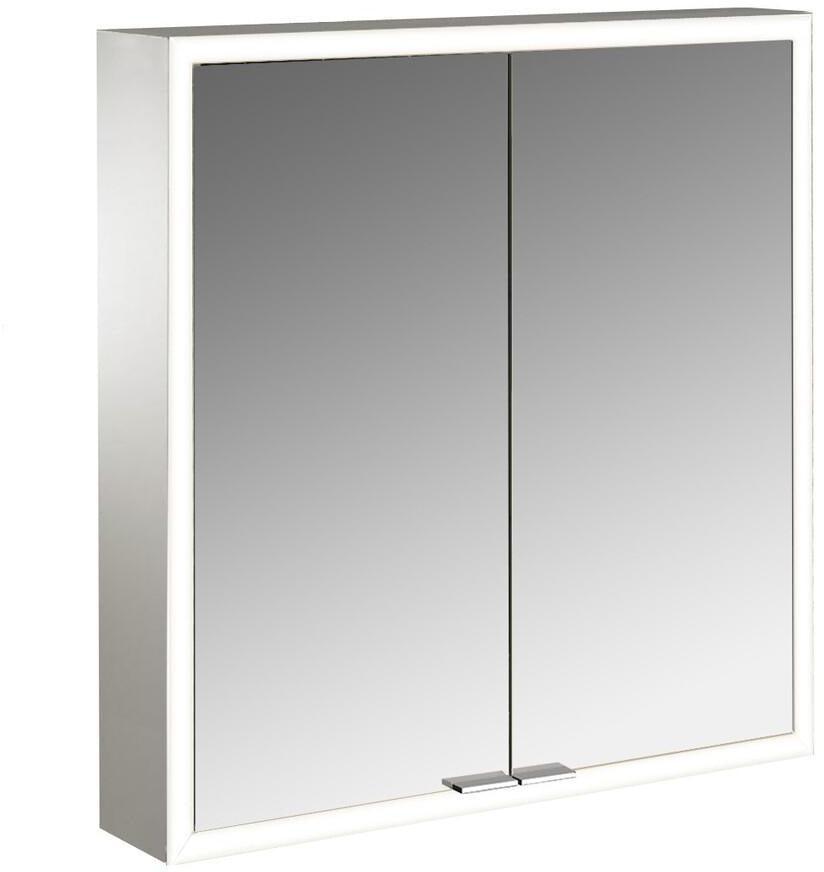 EMCO prime LED-Lichtspiegelschrank 600 mm, 2 Türen, Aufputz, alu eloxiert – mit Front- und Innenbeleuchtung