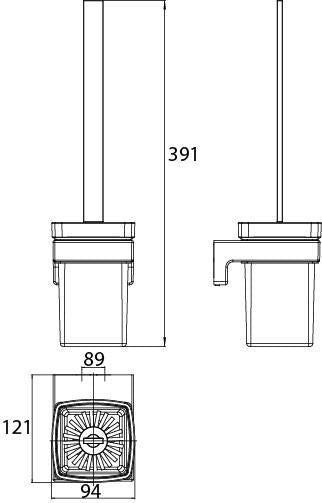EMCO cue Bürstengarnitur 13300 – Wandmodell mit satiniertem Kristallglas in Schwarz