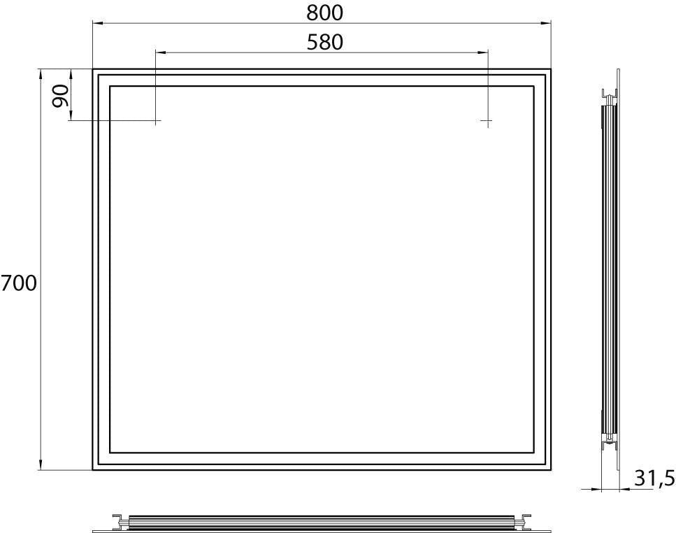 EMCO LED-Lichtspiegel MI 180 18004 mit Raumschaltung 800x700 mm