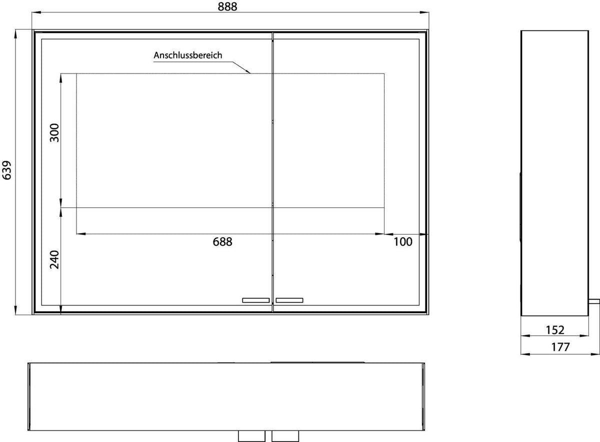 EMCO prestige 2 LED-Lichtspiegelschrank 887 mm Aufputz, breite Tür links, Aluminium