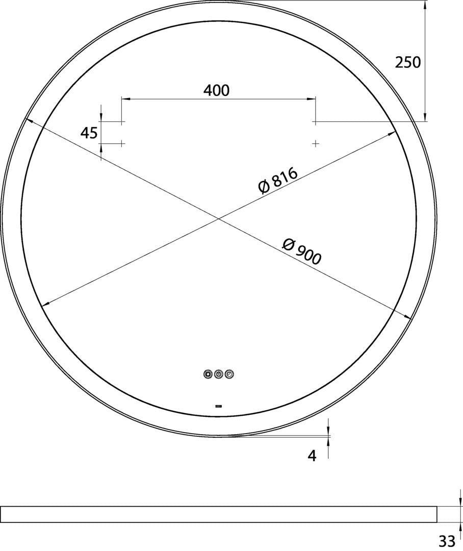 EMCO round LED-Rahmenspiegel 700 mm mit umlaufender Beleuchtung und Touch-Steuerung