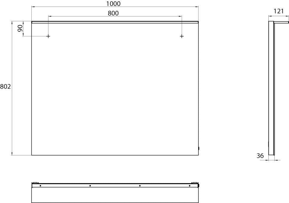 EMCO LED-Lichtspiegel MI 200 20024 mit Sensorschalter 1000x802 mm – Aluminiumrahmen, matt