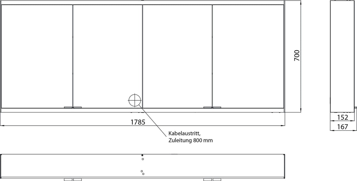EMCO prime 2 LED-Lichtspiegelschrank 1800 mm, 4-türig, Aufputz, Aluminium, mit Touchsteuerung