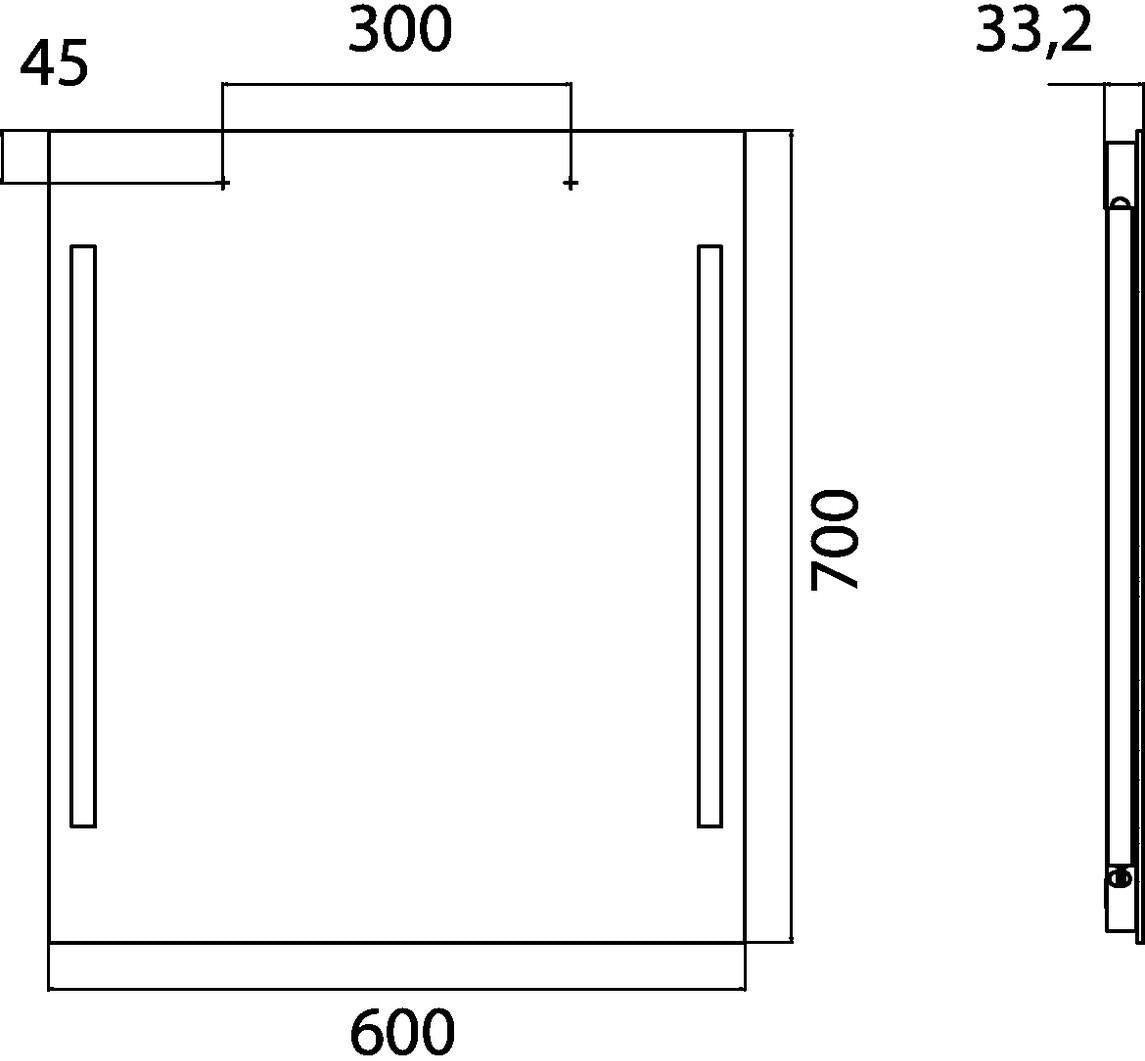 EMCO Lichtspiegel premium 600 x 700 mm LED neutralweiß ohne Schalter, Wandmontage