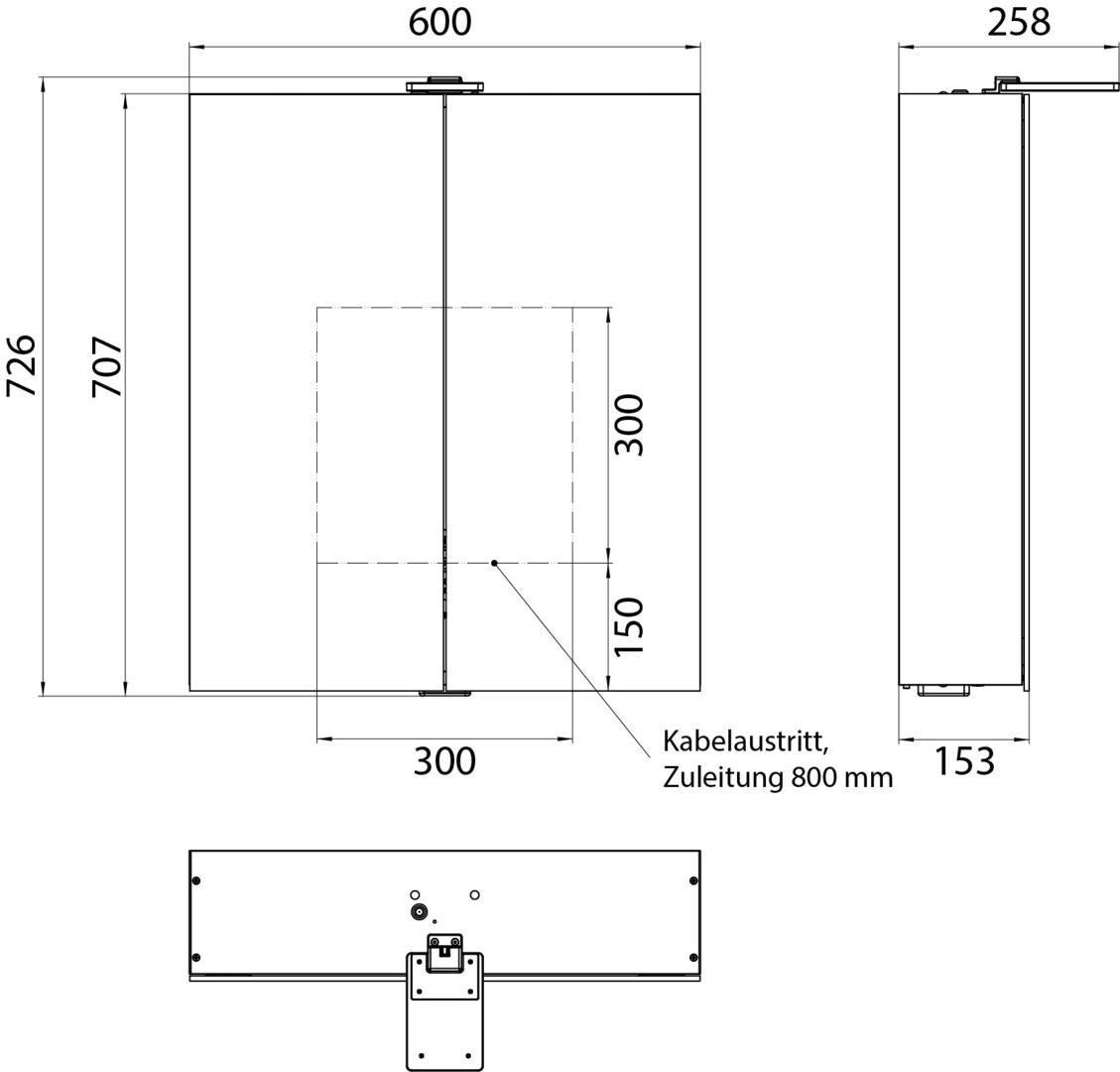 EMCO pure 2 Style LED-Lichtspiegelschrank 600 mm, 2-türig, Aluminium, Aufputz
