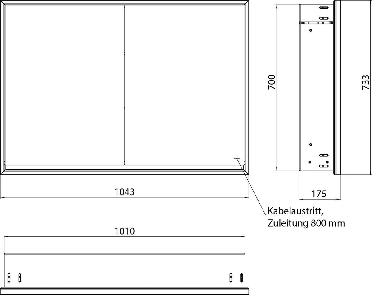 EMCO Lichtspiegelschrank LOFT Unterputz 1000 mm 2-türig mit LED-Beleuchtung