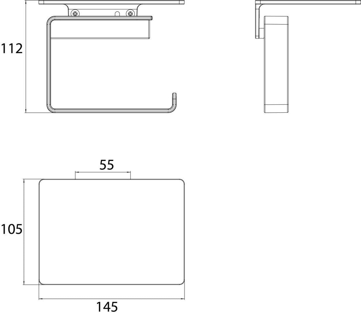 EMCO Papierhalter LOFT mit Ablage – Chrom, Zamak, inkl. Befestigungsmaterial