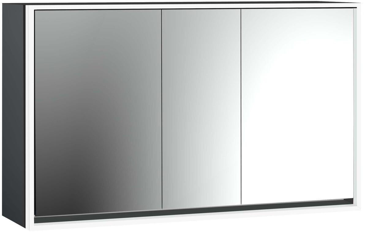 EMCO Lichtspiegelschrank LOFT Aufputz 1400 mm, 3-türig, LED, Touch-Dimmer, 2 Steckdosen