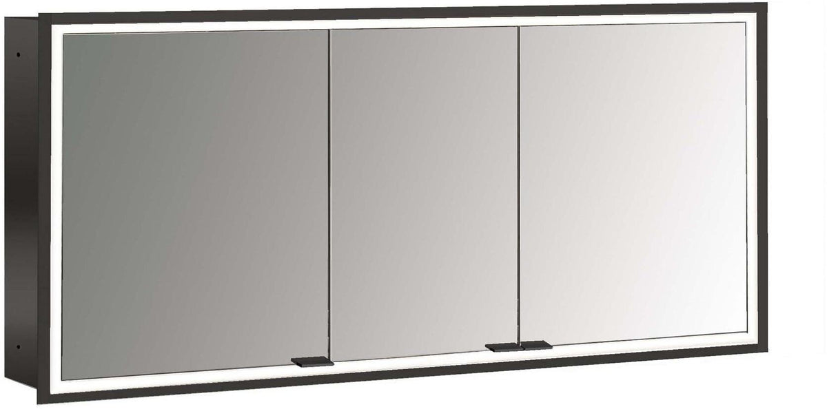 EMCO prime LED-Lichtspiegelschrank 1400 mm, 3-türig, Unterputz, Aluminium, Touchsensoren, IP20