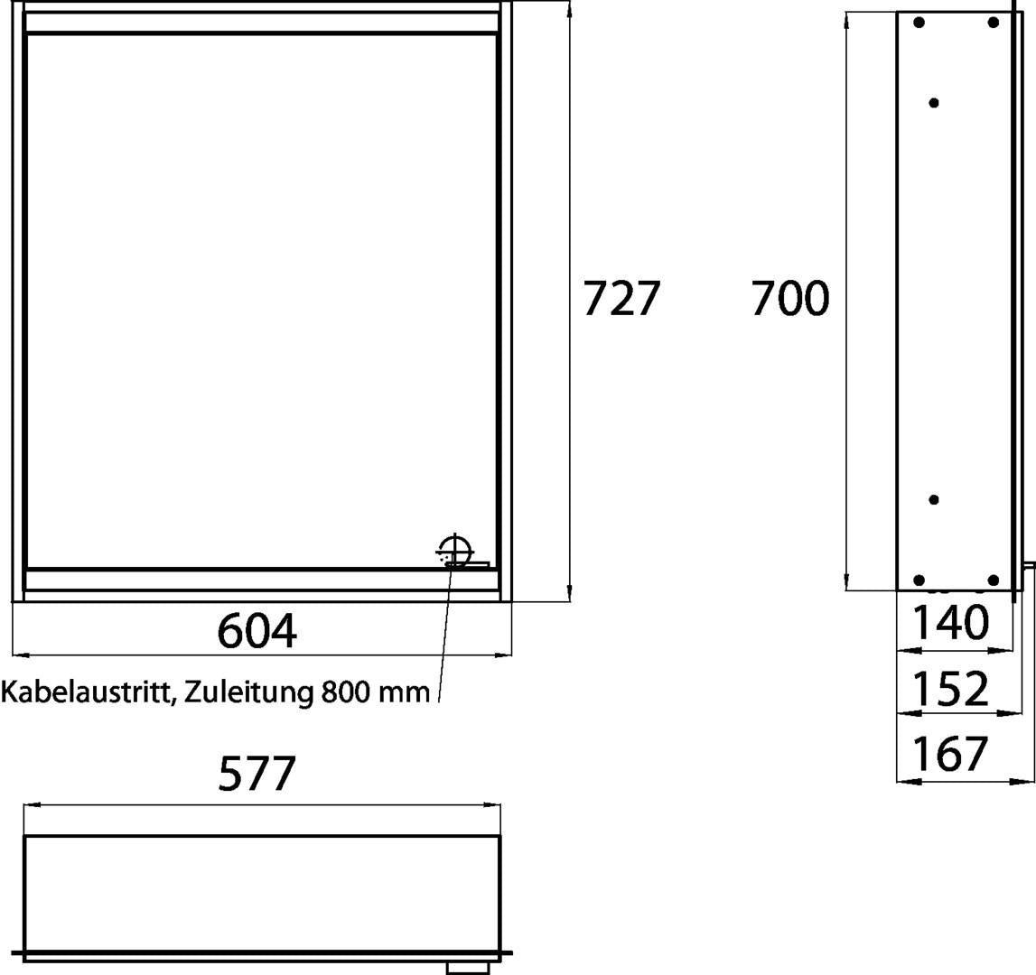 EMCO prime 2 LED-Lichtspiegelschrank 600 mm Unterputz, Türanschlag links, Aluminium