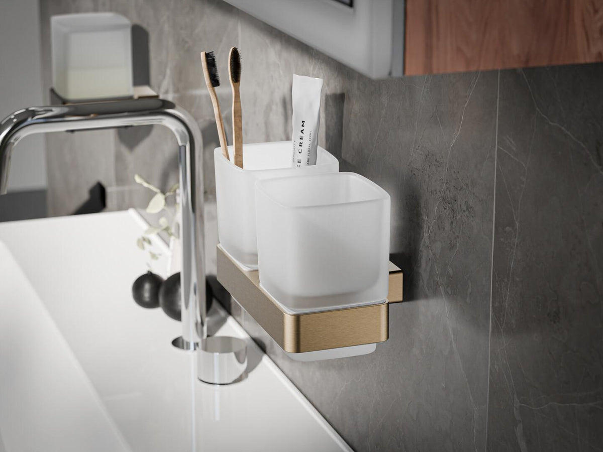 EMCO Doppelglashalter loft 00100 – Kristallglas satiniert, verchromt, Wandmontage
