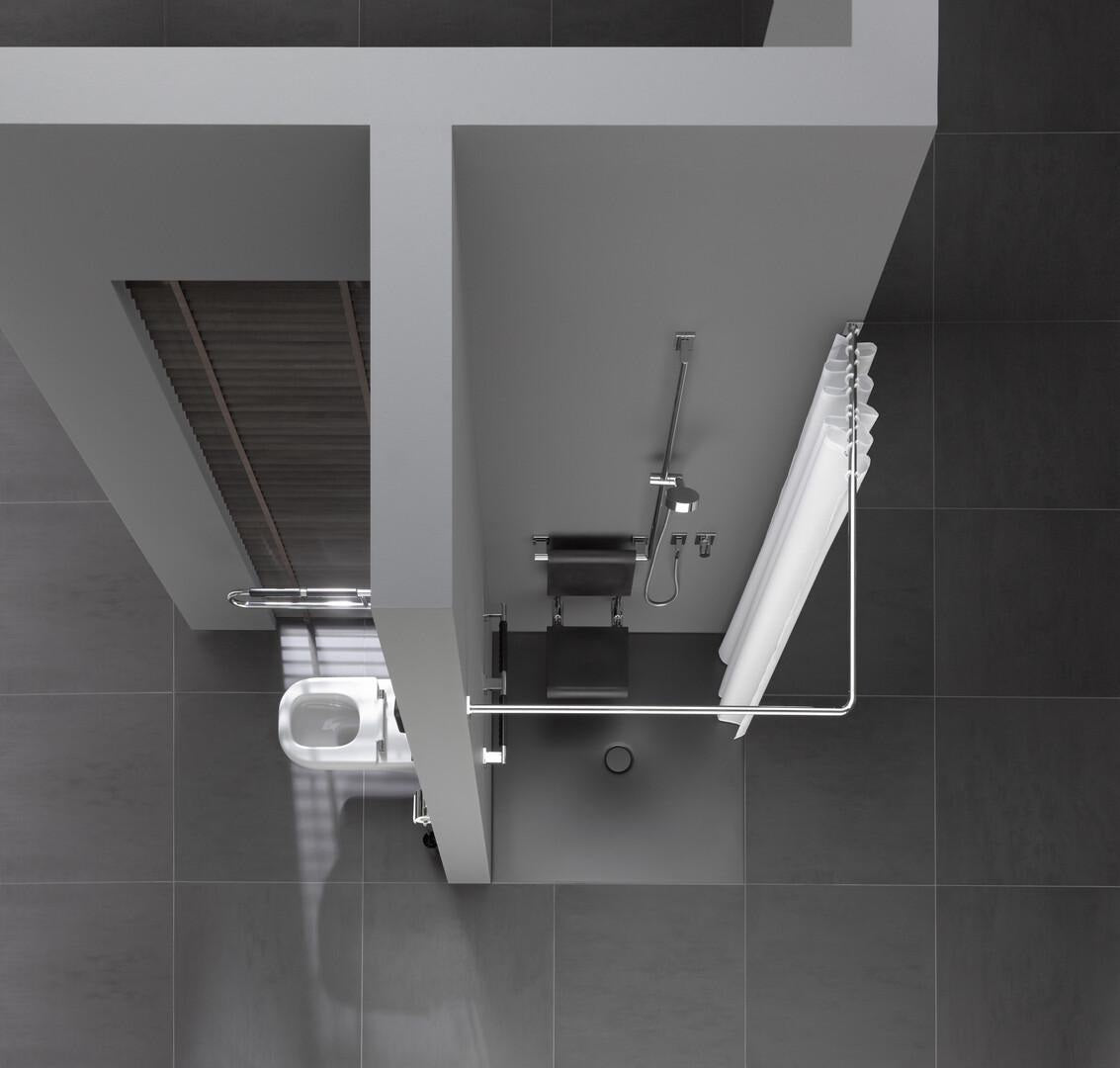 EMCO Duschreling System 2 für Einhängesitz, links, chrom – mit Brausehalter & Brausestange