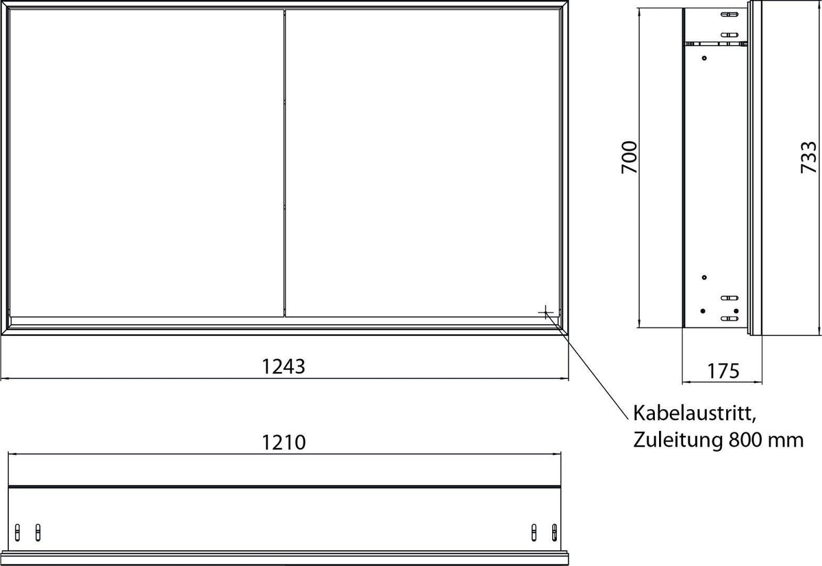 EMCO Lichtspiegelschrank LOFT Unterputz 1200 mm, 2-türig, Aluminium, LED-Beleuchtung