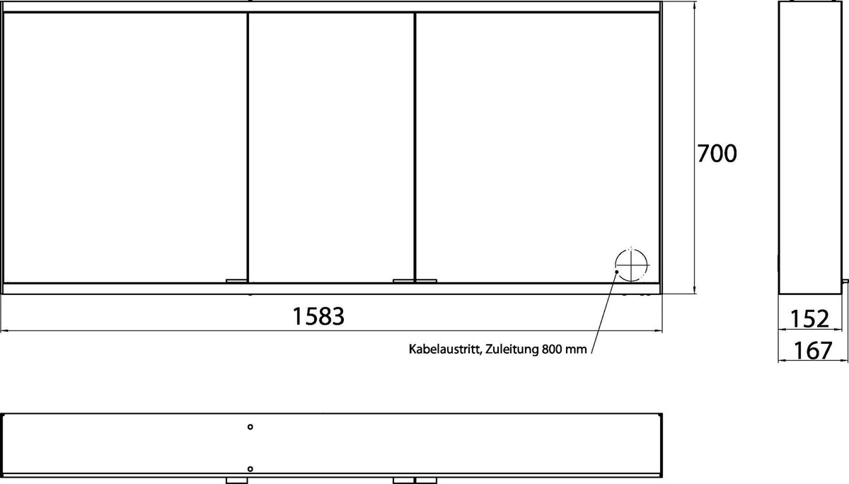 EMCO LED-Lichtspiegelschrank prime 2 1600 mm 3 Türen Aufputz mit Lichtpaket und Soft-Close