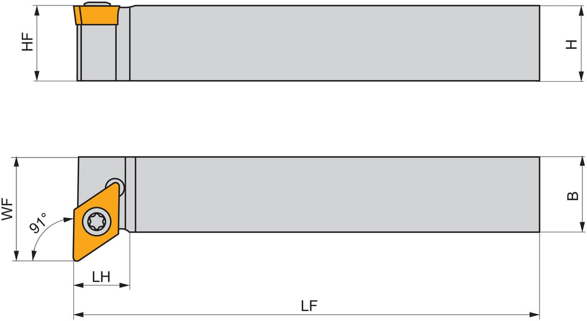 PRAMET Drehwerkzeughalter ISO SDFCL 1212 K 07-S – Linkslauf, 125 mm Funktionslänge, Schraubklemmung