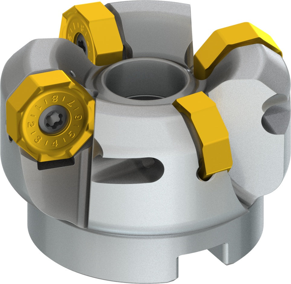 PRAMET Planfräser ISO 100A08R-S45ON06-C D.32mm Schneid-D.110,8mm – Doppelt negative Geometrie, 8 Wendeplatten