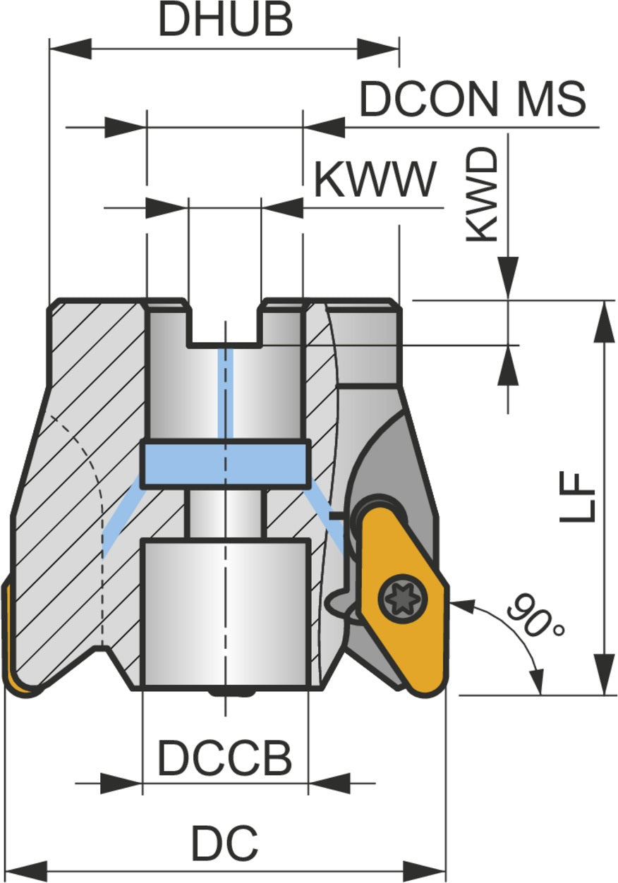 PRAMET Schulterfräser ISO 50A03R-S90VC22C D.22mm Rechtslauf Schneid-D.50mm