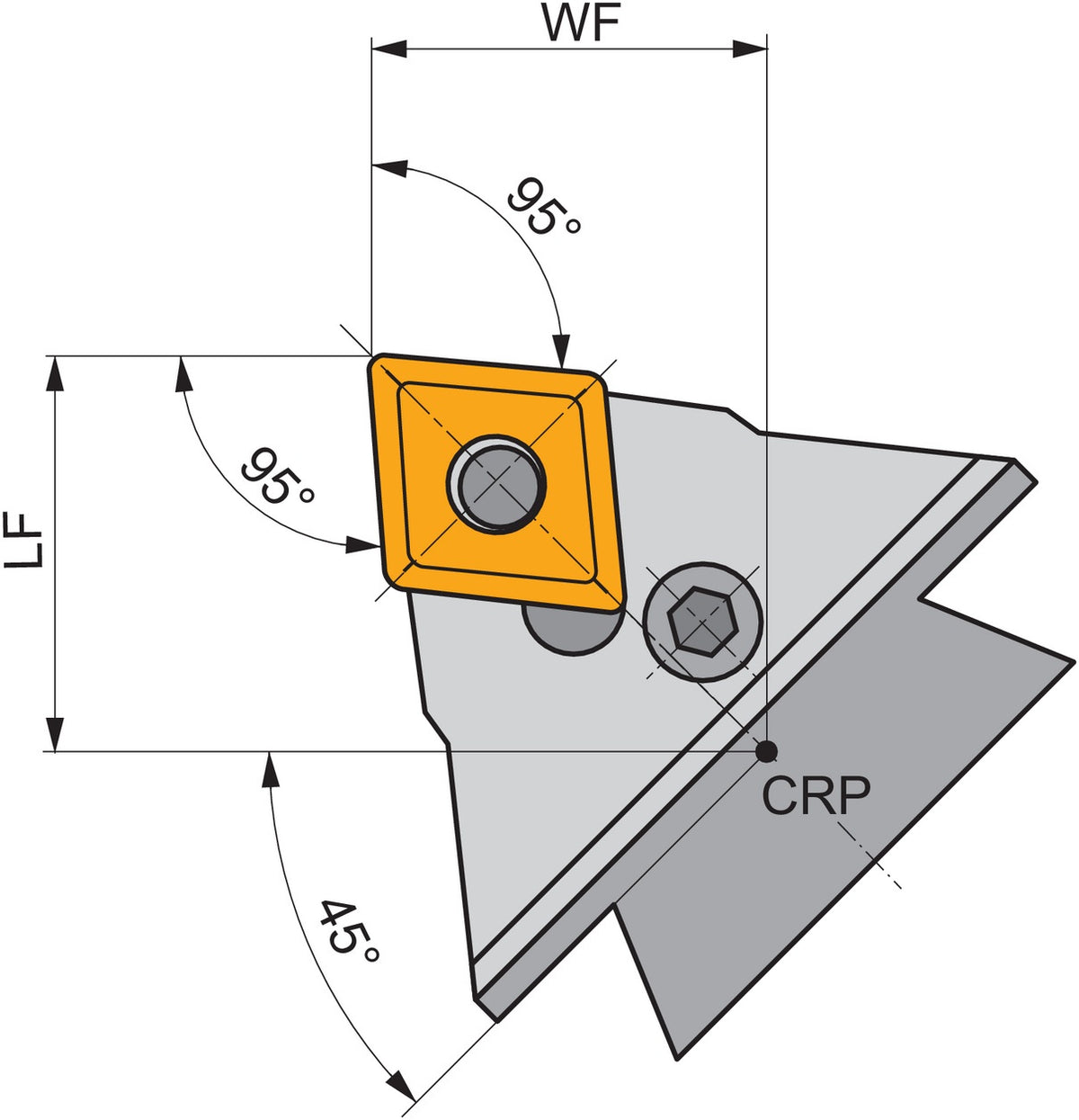 PRAMET Schwerlast-Drehkopf ISO KHP-CLNL 19 Funktions-Länge 45 mm Linkslauf