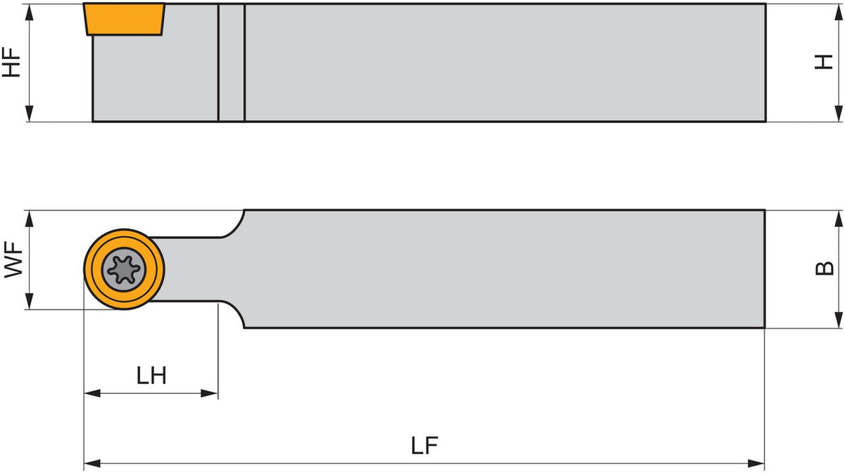 PRAMET Drehwerkzeughalter ISO SRDCN 1212 F 06 Neutral – 80 mm Funktionslänge, Schraubklemmung