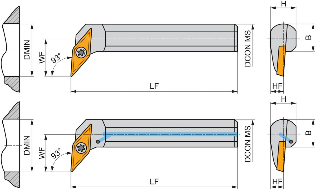 PRAMET Bohrstange ISO A16R-SVUBL 11 D.16mm Linkslauf für 93° Längsdrehen