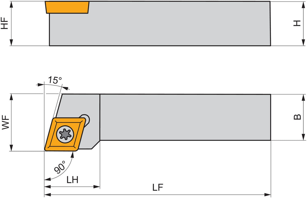 PRAMET Drehwerkzeughalter ISO SEGCR 1212 N 08 Rechtslauf, 160 mm, Schraubklemmung