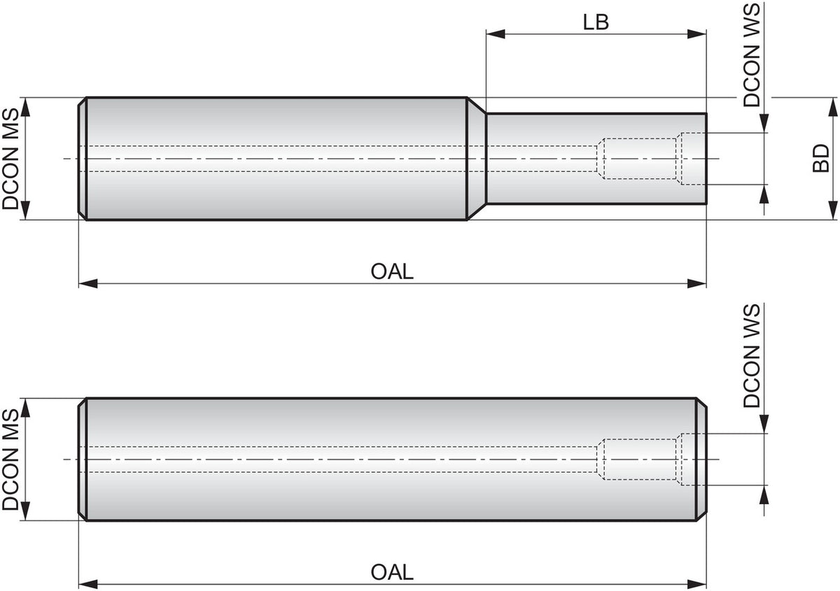 PRAMET Fräseraufnahme ISO ACC.10-IHA.M6.100, D.10mm, L.100mm – Einschraubfräseraufnahme