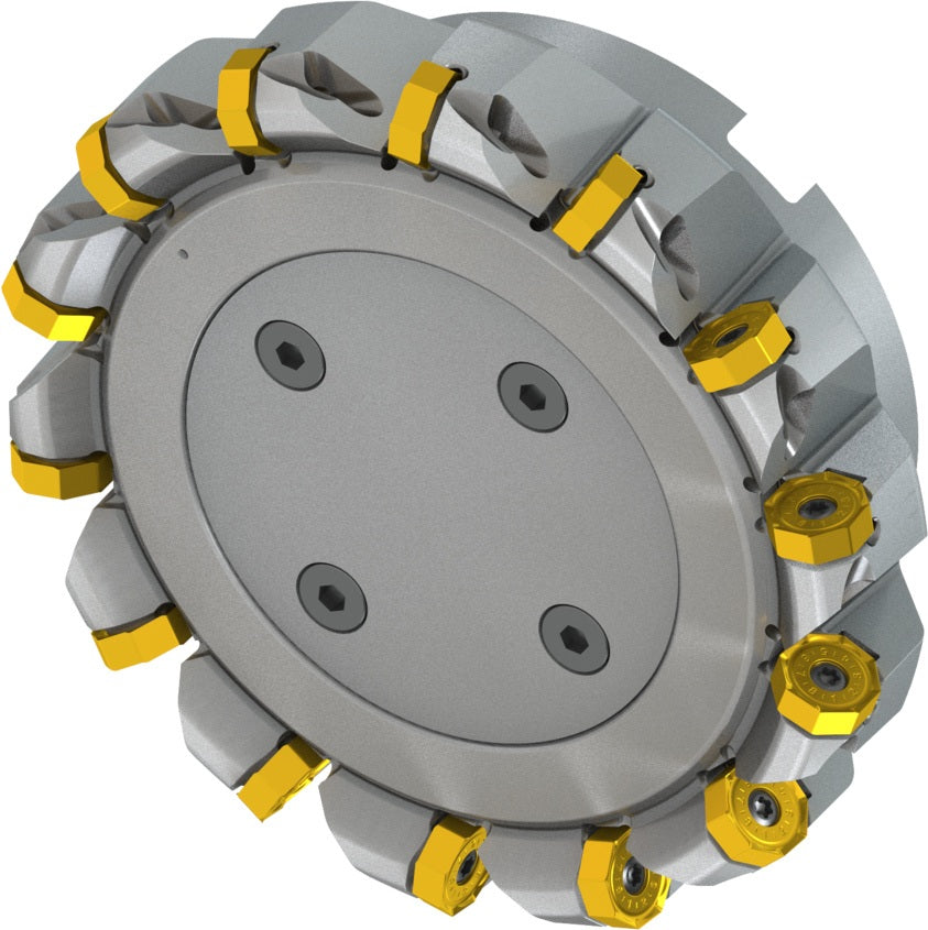 PRAMET Planfräser ISO 100A08R-S45ON06-C D.32mm Schneid-D.110,8mm – Doppelt negative Geometrie, 8 Wendeplatten