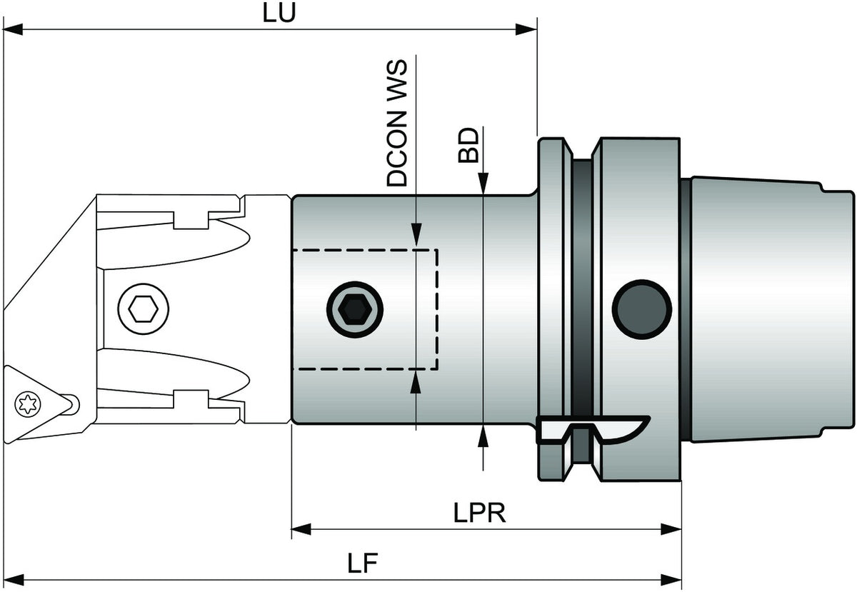 PRAMET Werkzeugschaft ISO HSK-A 63 für modulares Spindelsystem, D.24mm, Überstand 90mm
