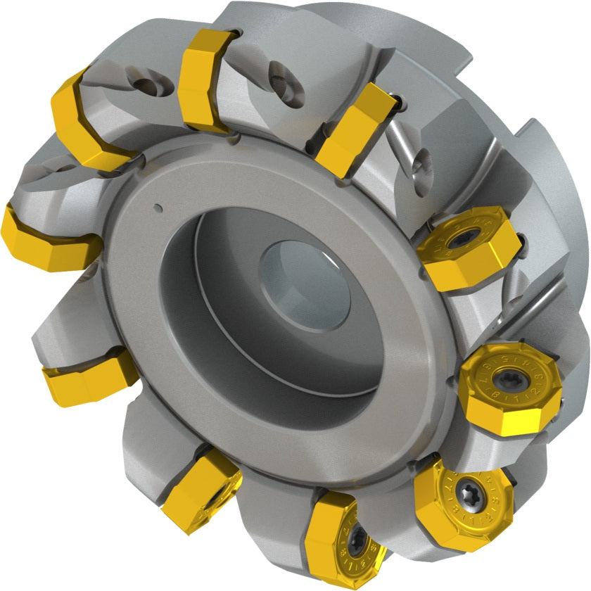 PRAMET Planfräser ISO 100A08R-S45ON06-C D.32mm Schneid-D.110,8mm – Doppelt negative Geometrie, 8 Wendeplatten
