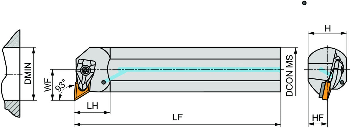 PRAMET Bohrstange ISO A25T-DDUNL 11 D.25mm Linkslauf für präzises Innendrehen