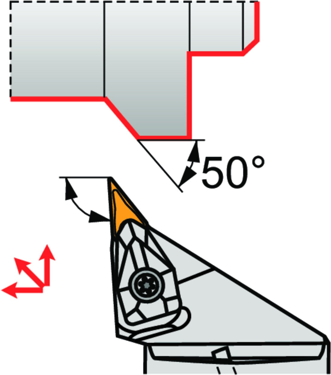 PRAMET Klemmhalter ISO C4-DVJNL-27062-16 mit Polygonkupplung, Linkslauf, 40 mm