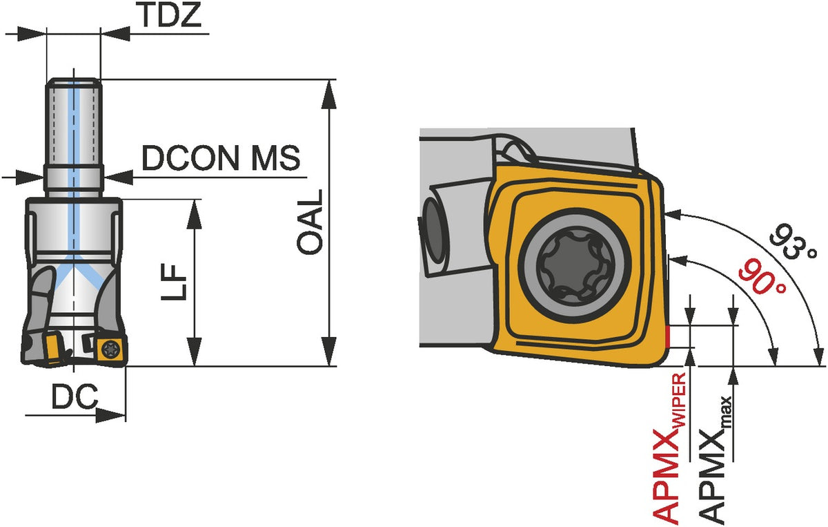 PRAMET Schulterfräser ISO 12A2R020M06-SCN05C-C Rechtslauf Ø12 mm für CNHX 0502