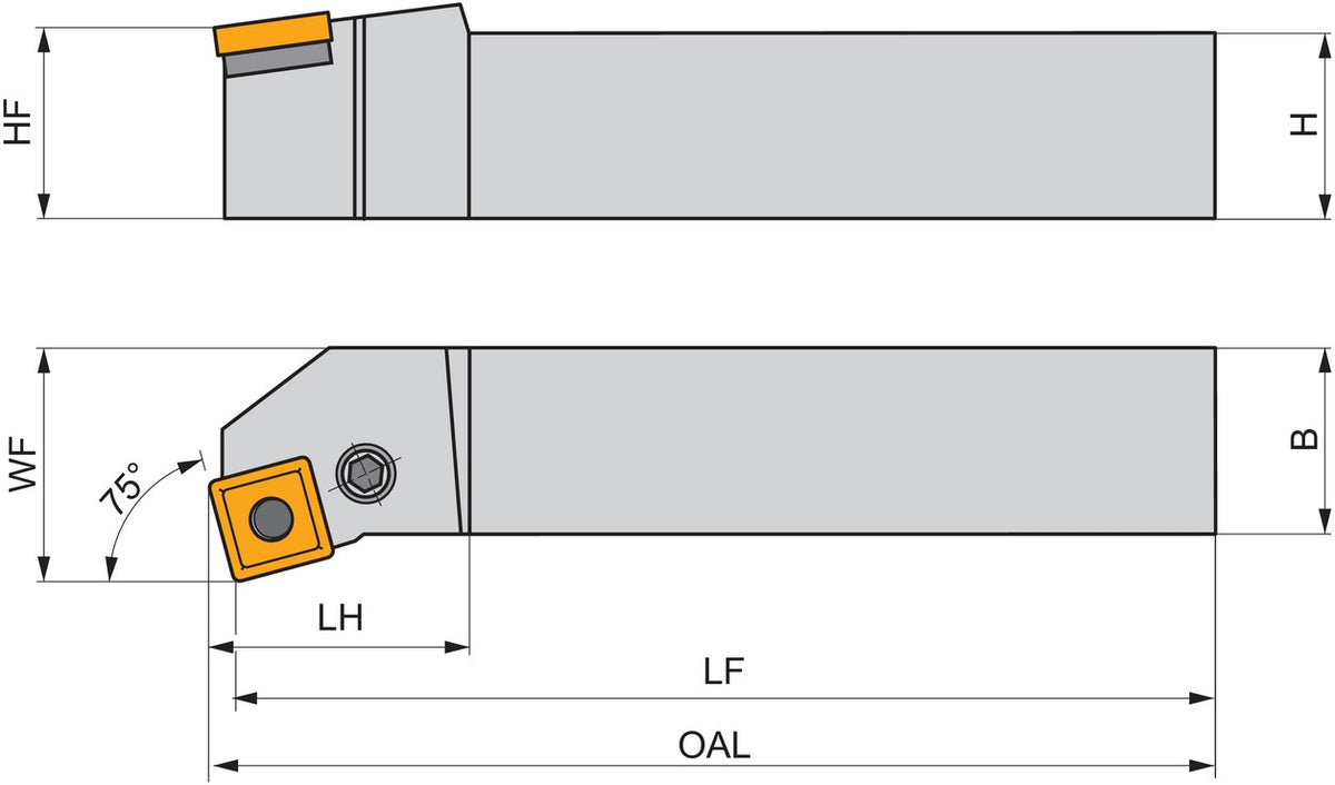 PRAMET Drehwerkzeughalter ISO PSKNL 2525 M 12 – Linkslauf, 150 mm, Kniehebelklemmung
