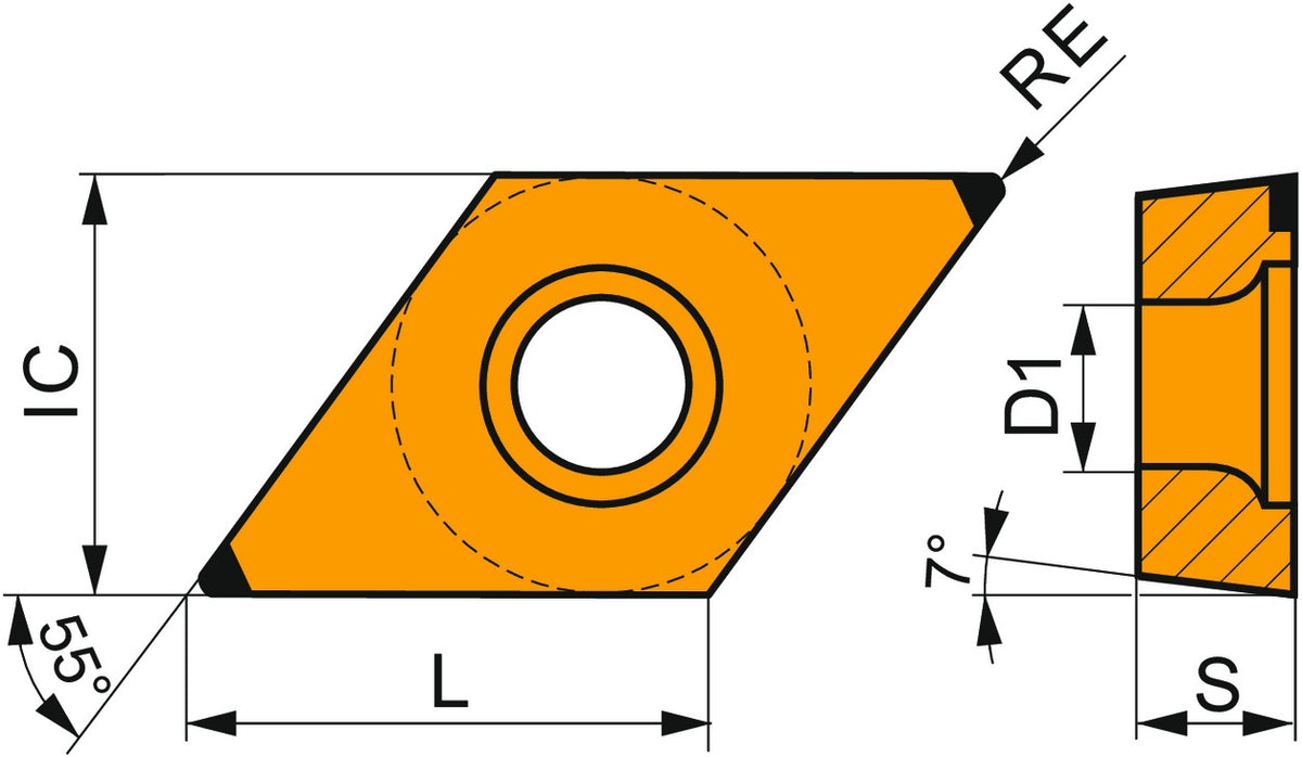 PRAMET Drehwendeschneidplatte DCGW 11T304S01020B:TB310 CBN 55° rhombisch 4,5mm Bohrung 2 Stk.