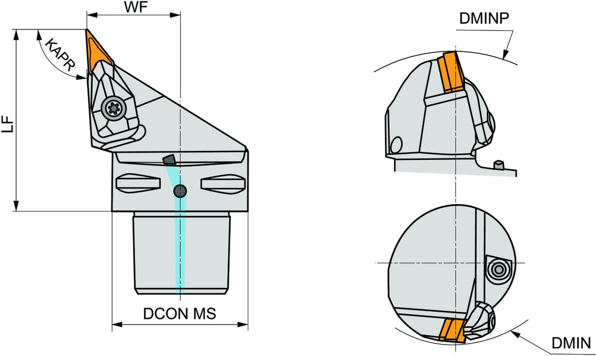 PRAMET Klemmhalter ISO C4-DVJNL-27062-16 mit Polygonkupplung, Linkslauf, 40 mm