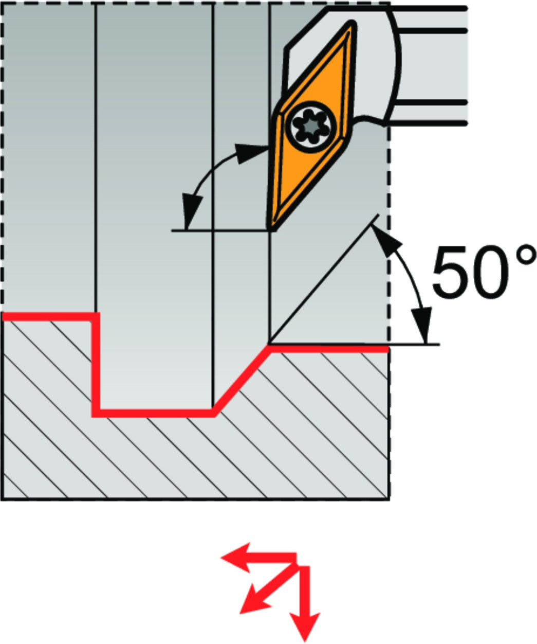 PRAMET Bohrstange ISO A16R-SVUBL 11 D.16mm Linkslauf für 93° Längsdrehen