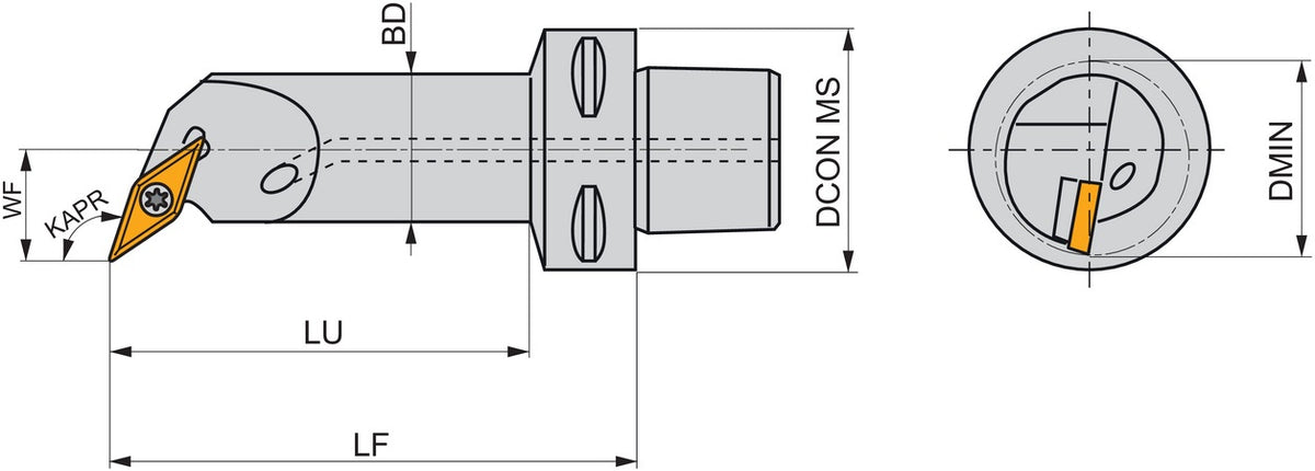 PRAMET Klemmhalter ISO C4-SVQBR-18090-16 mit Polygonkupplung, 40 mm, Rechtslauf