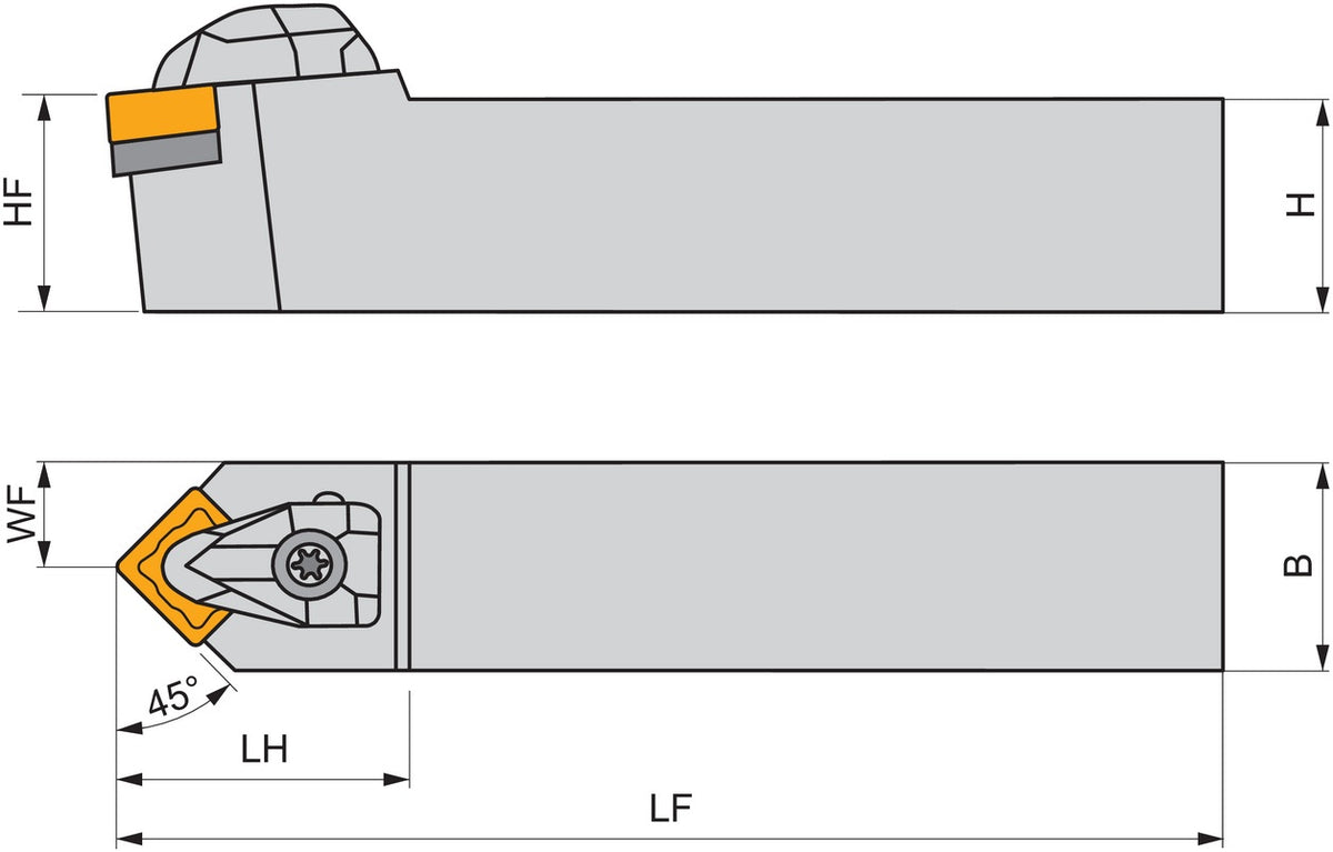 PRAMET Drehwerkzeughalter ISO DSDNN 2525 M 12 – Neutral, 150 mm, für SN.. 1204.. Wendeschneidplatten