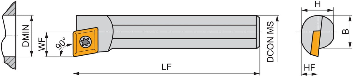 PRAMET Bohrstange ISO S10H-SCFCL 06 D.10mm Linkslauf für 80° Rhombus Wendeschneidplatten