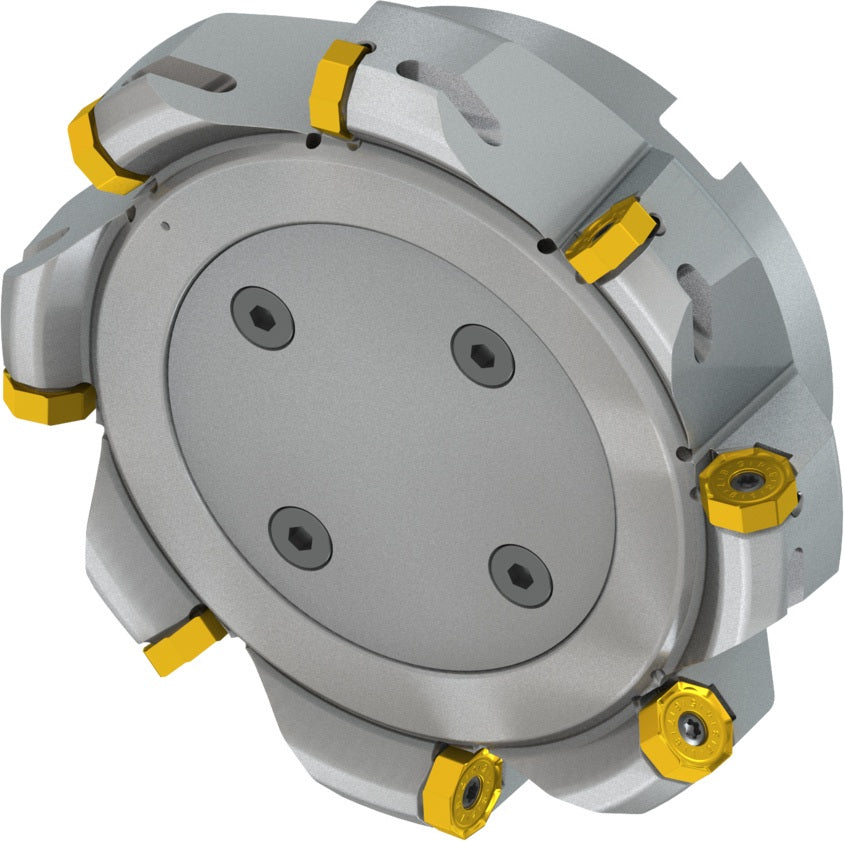 PRAMET Planfräser ISO 100A08R-S45ON06-C D.32mm Schneid-D.110,8mm – Doppelt negative Geometrie, 8 Wendeplatten