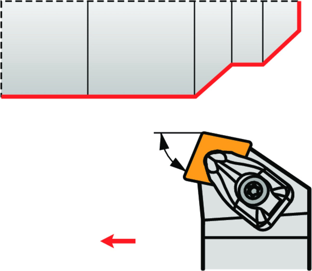 PRAMET Drehwerkzeughalter ISO DCBNL 2525 M 12 Linkslauf für 80° Rhombus Wendeschneidplatten