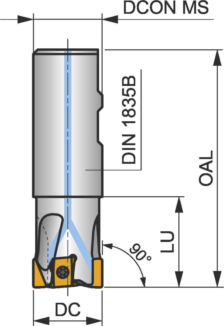 PRAMET Schulterfräser ISO 25A2R042A25-SLN12X-C, D.25mm, 90° Anfahrwinkel, Zylinderschaft DIN 1835A