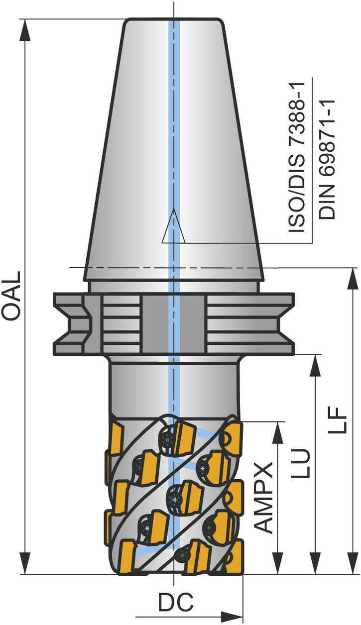 PRAMET Walzenstirnfräser ISO 50T05R-C90SD12X55 – Ø 50 mm, Rechtslauf, 90° Anstellwinkel