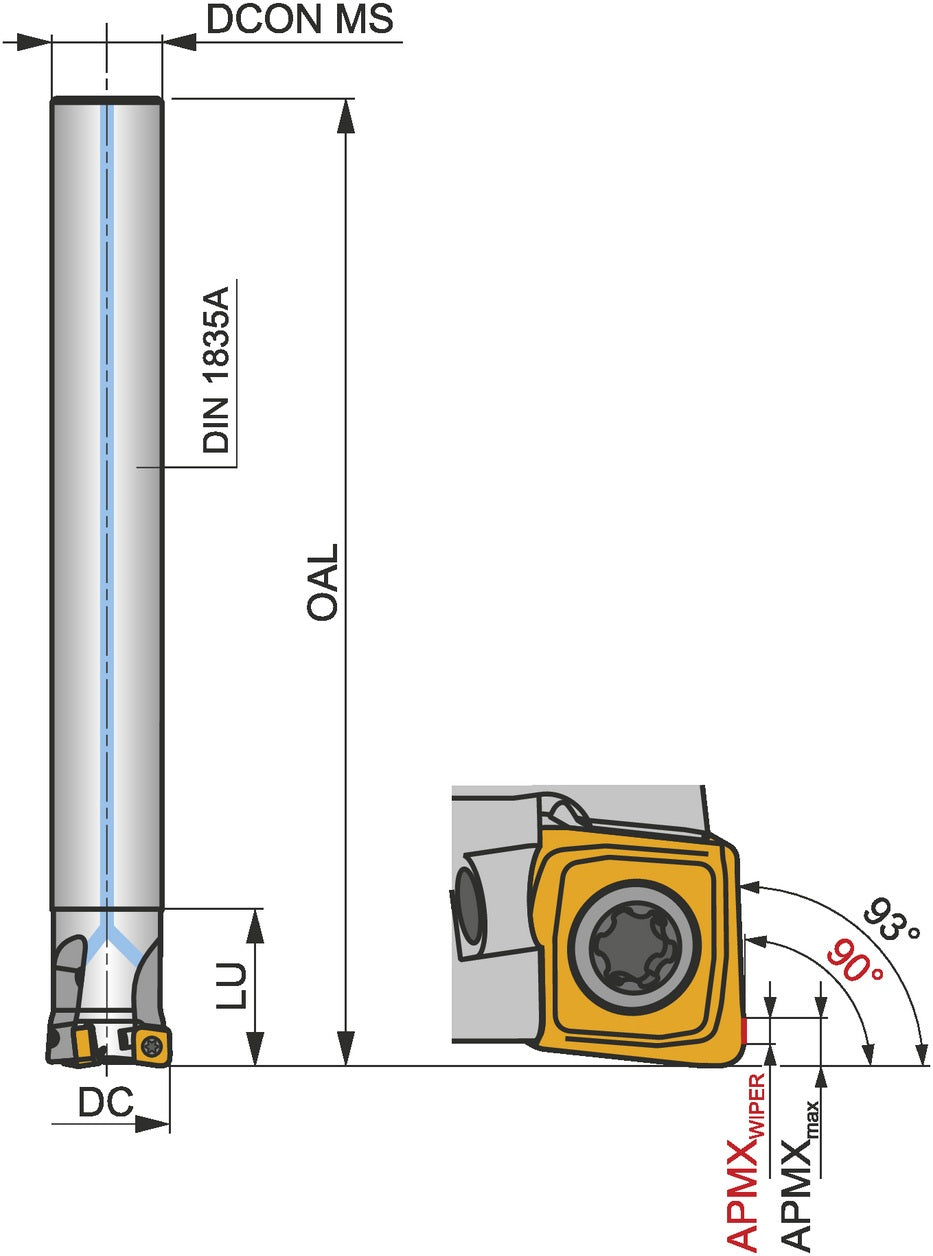 PRAMET Schulterfräser ISO 12A2R020M06-SCN05C-C Rechtslauf Ø12 mm für CNHX 0502