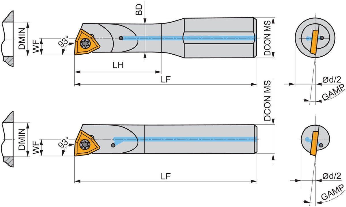 PRAMET Bohrstange ISO E0508H-SWUCL 02 D.8mm Linkslauf – Schraubklemmung für Innenkegeldrehen