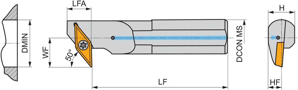 PRAMET Bohrstange ISO A32T-SVLCL 13-X Ø32 mm Linkslauf für 95° Stirn- und Längsdrehen